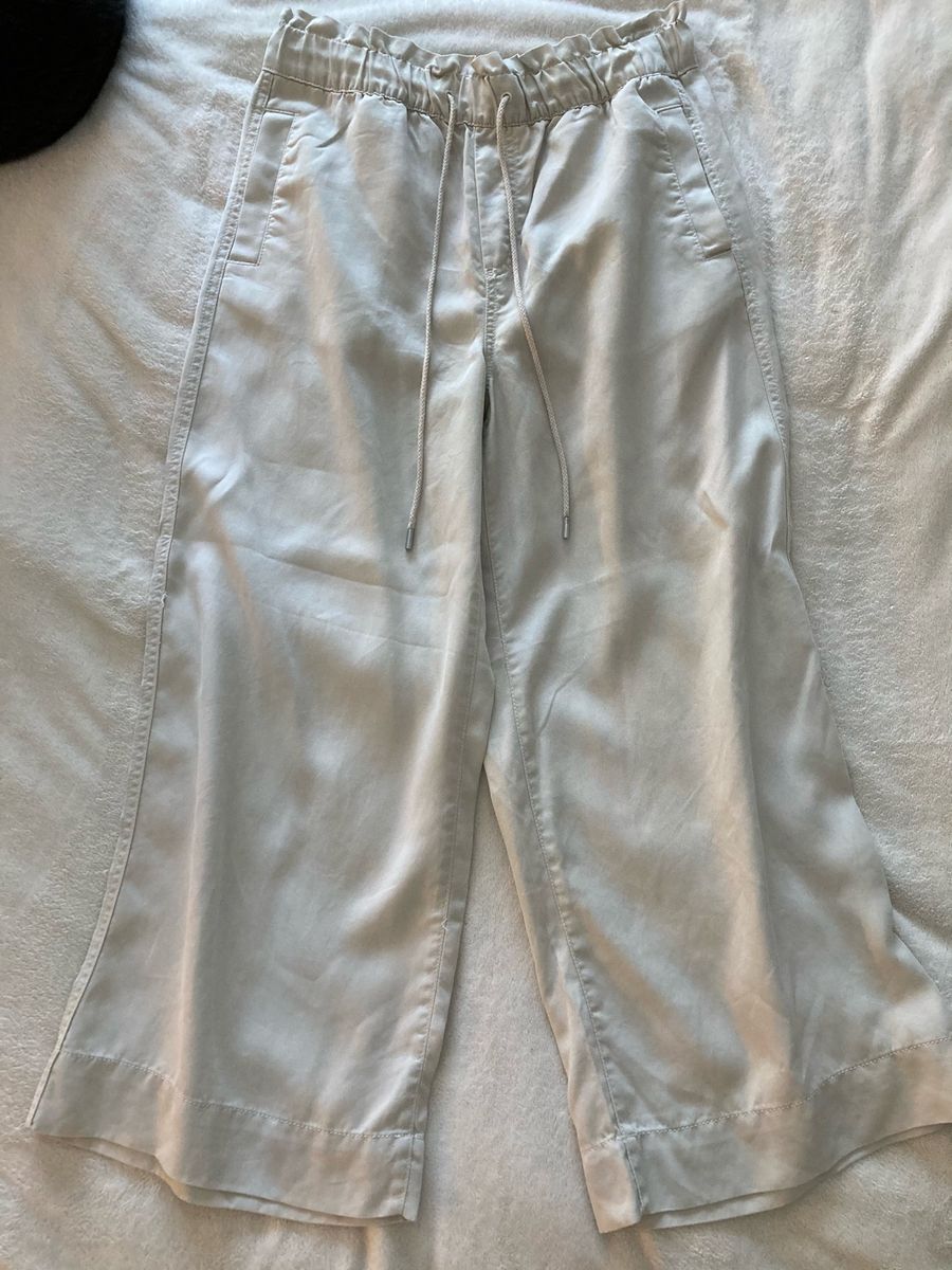 Light beige wide leg ankle pants